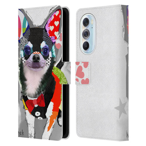 Michel Keck Dogs 3 Chihuahua Leather Book Wallet Case Cover For Motorola Edge X30