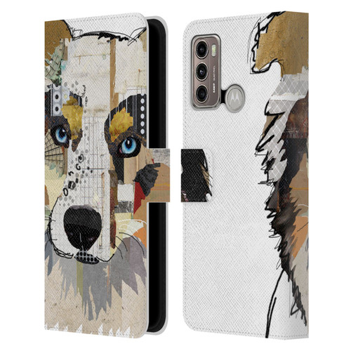 Michel Keck Dogs 3 Australian Shepherd Leather Book Wallet Case Cover For Motorola Moto G60 / Moto G40 Fusion