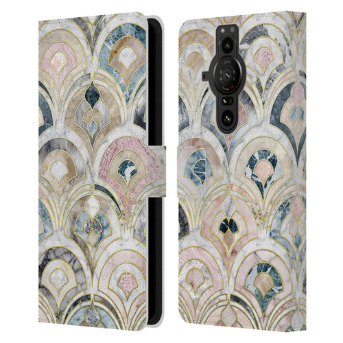 Micklyn Le Feuvre Marble Patterns Art Deco Tiles In Soft Pastels Leather Book Wallet Case Cover For Sony Xperia Pro-I
