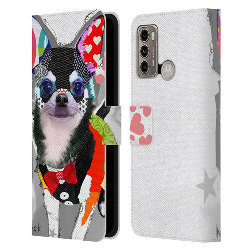 Michel Keck Dogs 3 Chihuahua Leather Book Wallet Case Cover For Motorola Moto G60 / Moto G40 Fusion