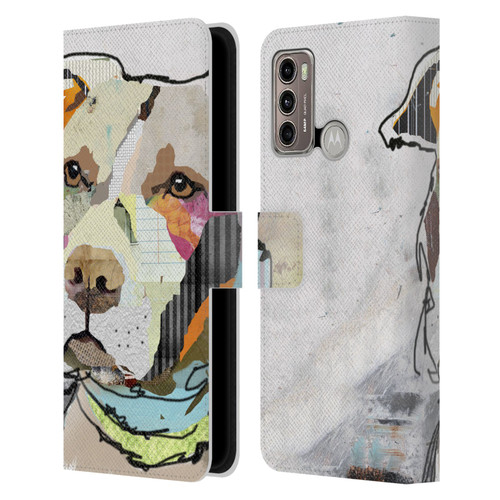 Michel Keck Dogs 3 Pit Bull Leather Book Wallet Case Cover For Motorola Moto G60 / Moto G40 Fusion