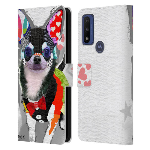 Michel Keck Dogs 3 Chihuahua Leather Book Wallet Case Cover For Motorola G Pure