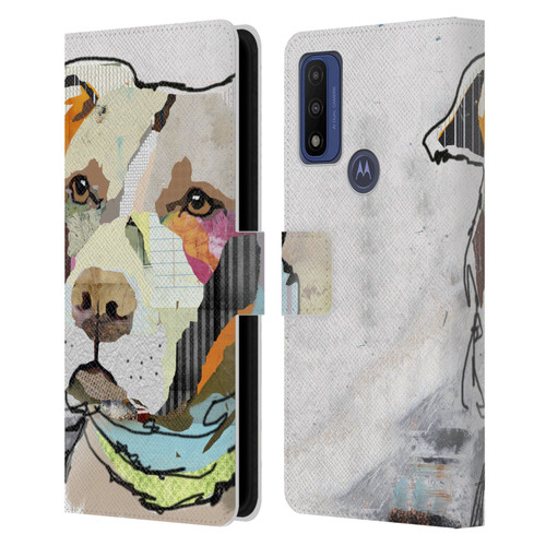 Michel Keck Dogs 3 Pit Bull Leather Book Wallet Case Cover For Motorola G Pure