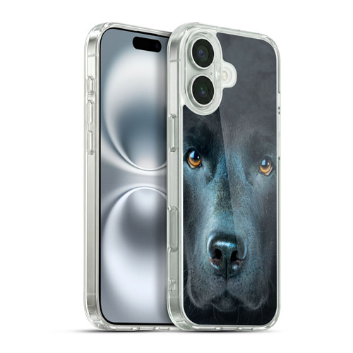 Vincent Hie Big Face Dogs Black Labrador Soft Gel Case for Apple iPhone 16 Plus & MagSafe
