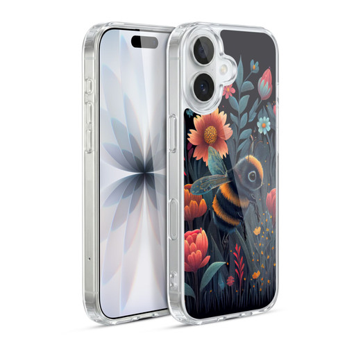 JK Stewart Art Bee And Colorful Flowers Soft Gel Case for Apple iPhone 17