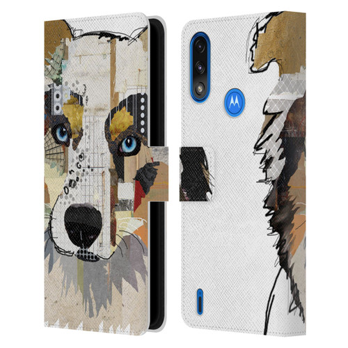 Michel Keck Dogs 3 Australian Shepherd Leather Book Wallet Case Cover For Motorola Moto E7 Power / Moto E7i Power