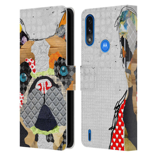 Michel Keck Dogs 3 French Bulldog Leather Book Wallet Case Cover For Motorola Moto E7 Power / Moto E7i Power