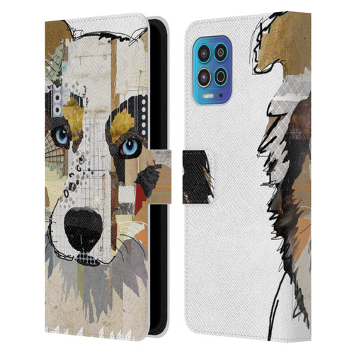 Michel Keck Dogs 3 Australian Shepherd Leather Book Wallet Case Cover For Motorola Moto G100