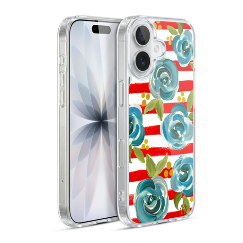 Haley Bush Floral Painting Blue Rose Red Stripe Soft Gel Case for Apple iPhone 17