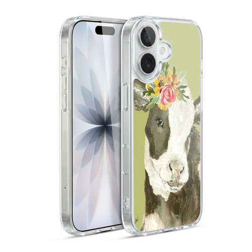 Haley Bush Floral Painting Holstein Cow Soft Gel Case for Apple iPhone 17