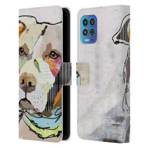 Michel Keck Dogs 3 Pit Bull Leather Book Wallet Case Cover For Motorola Moto G100