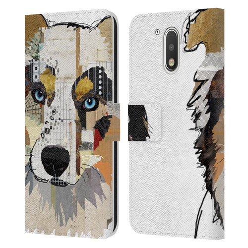 Michel Keck Dogs 3 Australian Shepherd Leather Book Wallet Case Cover For Motorola Moto G41