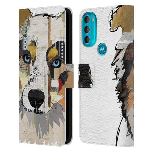 Michel Keck Dogs 3 Australian Shepherd Leather Book Wallet Case Cover For Motorola Moto G71 5G