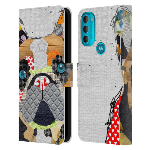 Michel Keck Dogs 3 French Bulldog Leather Book Wallet Case Cover For Motorola Moto G71 5G