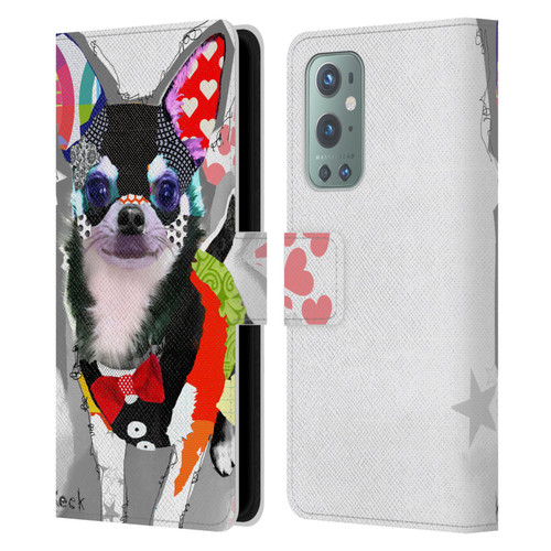 Michel Keck Dogs 3 Chihuahua Leather Book Wallet Case Cover For OnePlus 9