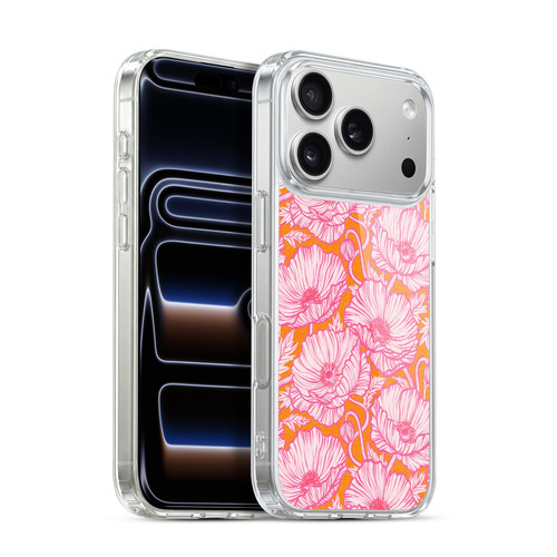 Micklyn Le Feuvre Flora And Fauna Hot Pink Orange Poppy Floral Soft Gel Case for Apple iPhone 17 Pro