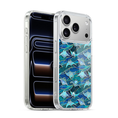 Micklyn Le Feuvre Flora And Fauna Patchwork Manta Rays in Blue Soft Gel Case for Apple iPhone 17 Pro