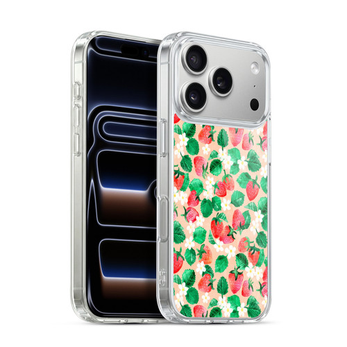 Micklyn Le Feuvre Flora And Fauna Strawberry Watercolor in Peach Soft Gel Case for Apple iPhone 17 Pro