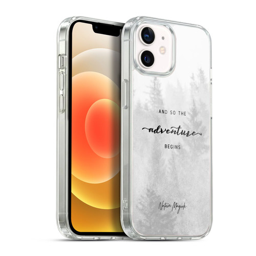 Nature Magick So The Adventure Begins Quote Black And White Forest Soft Gel Case for Apple iPhone 12 / iPhone 12 Pro & MagSafe