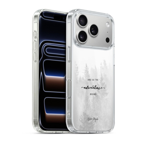 Nature Magick So The Adventure Begins Quote Black And White Forest Soft Gel Case for Apple iPhone 17 Pro