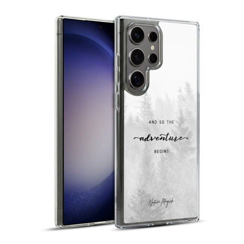 Nature Magick So The Adventure Begins Quote Black And White Forest Soft Gel Case for Samsung Galaxy S23 Ultra 5G & MagSafe