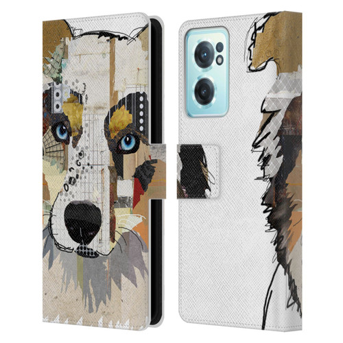 Michel Keck Dogs 3 Australian Shepherd Leather Book Wallet Case Cover For OnePlus Nord CE 2 5G