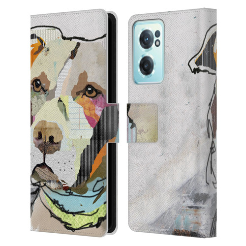 Michel Keck Dogs 3 Pit Bull Leather Book Wallet Case Cover For OnePlus Nord CE 2 5G