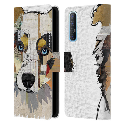 Michel Keck Dogs 3 Australian Shepherd Leather Book Wallet Case Cover For OPPO Find X2 Neo 5G