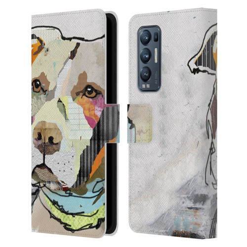 Michel Keck Dogs 3 Pit Bull Leather Book Wallet Case Cover For OPPO Find X3 Neo / Reno5 Pro+ 5G