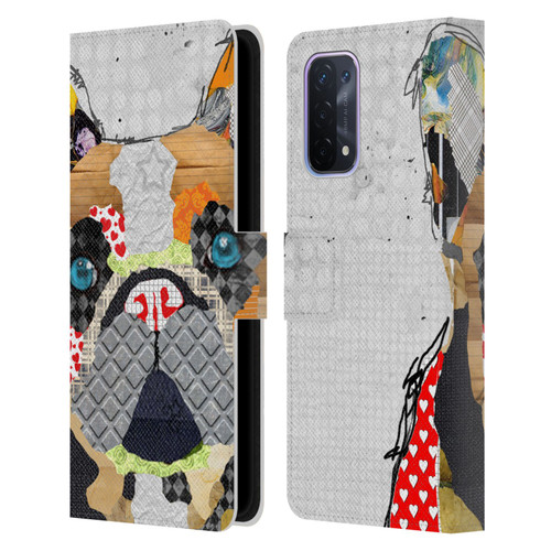 Michel Keck Dogs 3 French Bulldog Leather Book Wallet Case Cover For OPPO A54 5G