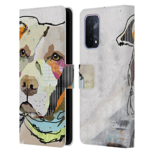 Michel Keck Dogs 3 Pit Bull Leather Book Wallet Case Cover For OPPO A54 5G