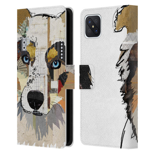 Michel Keck Dogs 3 Australian Shepherd Leather Book Wallet Case Cover For OPPO Reno4 Z 5G