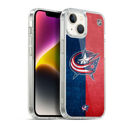 NHL Columbus Blue Jackets Half Distressed Soft Gel Case for Apple iPhone 14