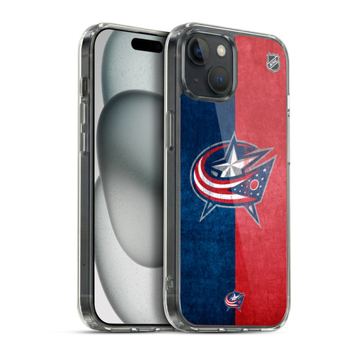 NHL Columbus Blue Jackets Half Distressed Soft Gel Case for Apple iPhone 15 Plus & MagSafe