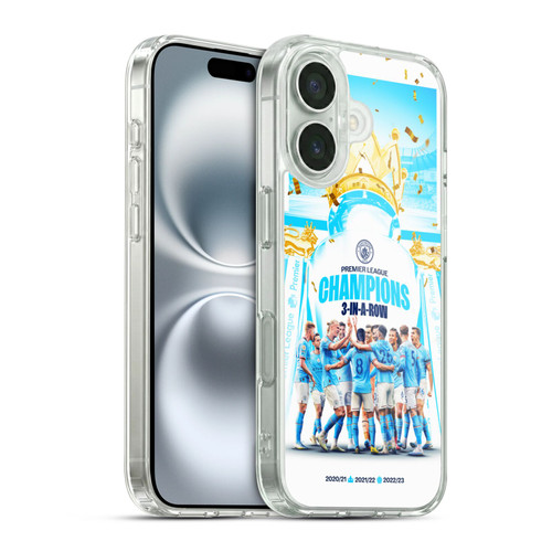 Manchester City Man City FC 2023 Champions Team Poster Soft Gel Case for Apple iPhone 16 & MagSafe