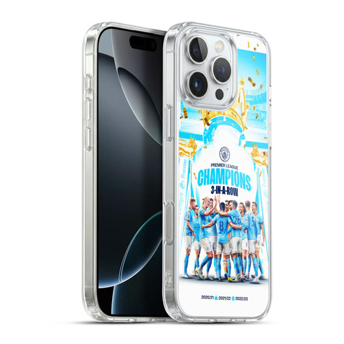 Manchester City Man City FC 2023 Champions Team Poster Soft Gel Case for Apple iPhone 16 Pro Max & MagSafe