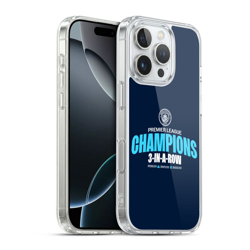 Manchester City Man City FC 2023 Champions 3 In A Row Soft Gel Case for Apple iPhone 16 Pro & MagSafe