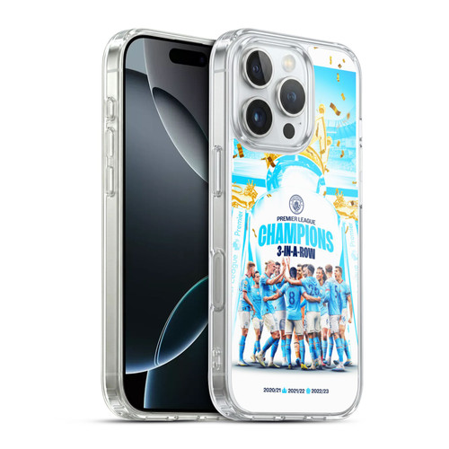 Manchester City Man City FC 2023 Champions Team Poster Soft Gel Case for Apple iPhone 16 Pro & MagSafe