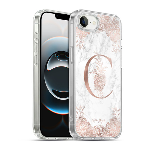 Nature Magick Rose Gold Marble Monogram Letter C Soft Gel Case for Apple iPhone 16e / Apple iPhone 17e & MagSafe