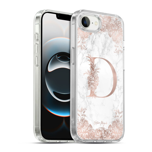Nature Magick Rose Gold Marble Monogram Letter D Soft Gel Case for Apple iPhone 16e / Apple iPhone 17e & MagSafe