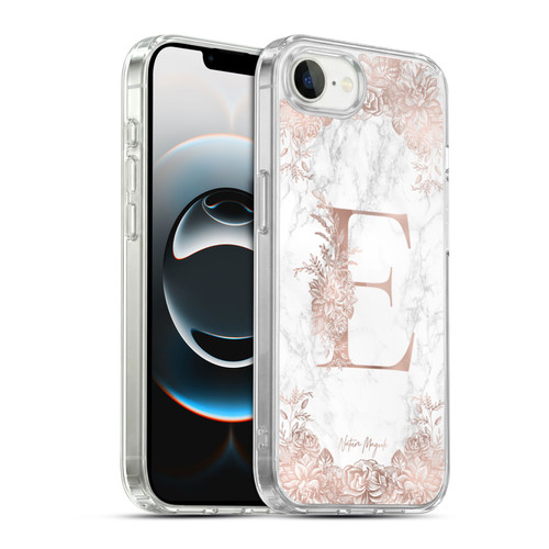 Nature Magick Rose Gold Marble Monogram Letter E Soft Gel Case for Apple iPhone 16e / Apple iPhone 17e & MagSafe