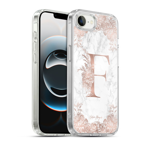 Nature Magick Rose Gold Marble Monogram Letter F Soft Gel Case for Apple iPhone 16e / Apple iPhone 17e & MagSafe