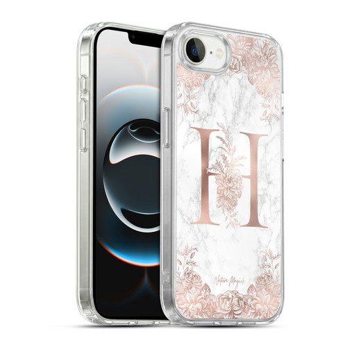 Nature Magick Rose Gold Marble Monogram Letter H Soft Gel Case for Apple iPhone 16e / Apple iPhone 17e & MagSafe