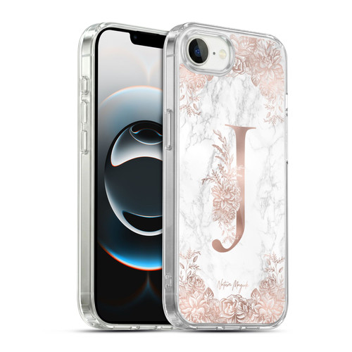 Nature Magick Rose Gold Marble Monogram Letter J Soft Gel Case for Apple iPhone 16e / Apple iPhone 17e & MagSafe