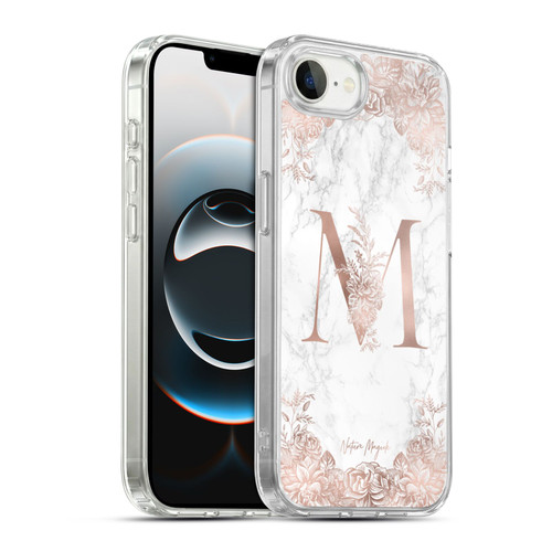 Nature Magick Rose Gold Marble Monogram Letter M Soft Gel Case for Apple iPhone 16e / Apple iPhone 17e & MagSafe