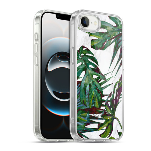 Nature Magick Tropical Palm Leaves On Marble Deep Green Palm Soft Gel Case for Apple iPhone 16e / Apple iPhone 17e & MagSafe
