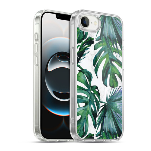 Nature Magick Tropical Palm Leaves On Marble Green Tropics Soft Gel Case for Apple iPhone 16e / Apple iPhone 17e & MagSafe
