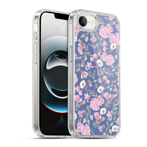 Anis Illustration Floral Pattern Romantic Blue Pink Soft Gel Case for Apple iPhone 16e / Apple iPhone 17e & MagSafe