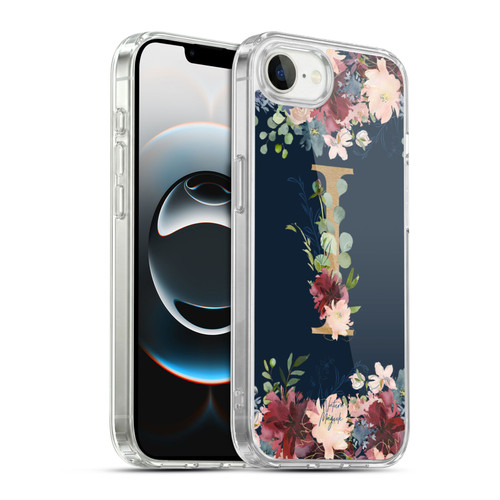 Nature Magick Floral Monogram Gold Navy Letter I Soft Gel Case for Apple iPhone 16e / Apple iPhone 17e & MagSafe
