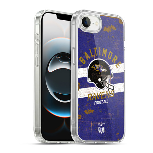 NFL Baltimore Ravens Logo Art Helmet Distressed Soft Gel Case for Apple iPhone 16e / Apple iPhone 17e & MagSafe